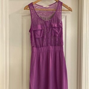 Lush Vibrant Purple Lace Mini Dress twofer with detachable camisole